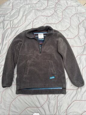 Kavu Women’s Snowpack Sherpa/Fleece Pullover- Black Chalet size XXS
